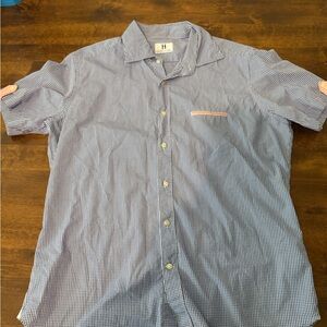 Hadleigh’s Blue Gingham Button Down Short Sleeve Shirt 16.5/52